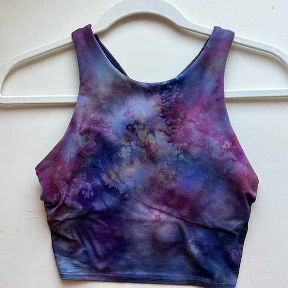 purple marble ATHLETA BUILT IN BRA CROPPED TANK - Picture 1 of 2